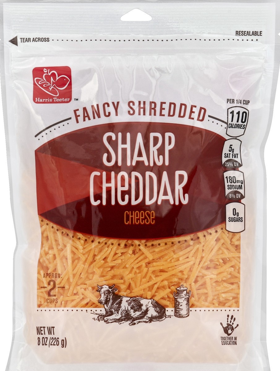 slide 2 of 3, Harris Teeter Shredded Sharp Cheddar Cheese, 8 oz