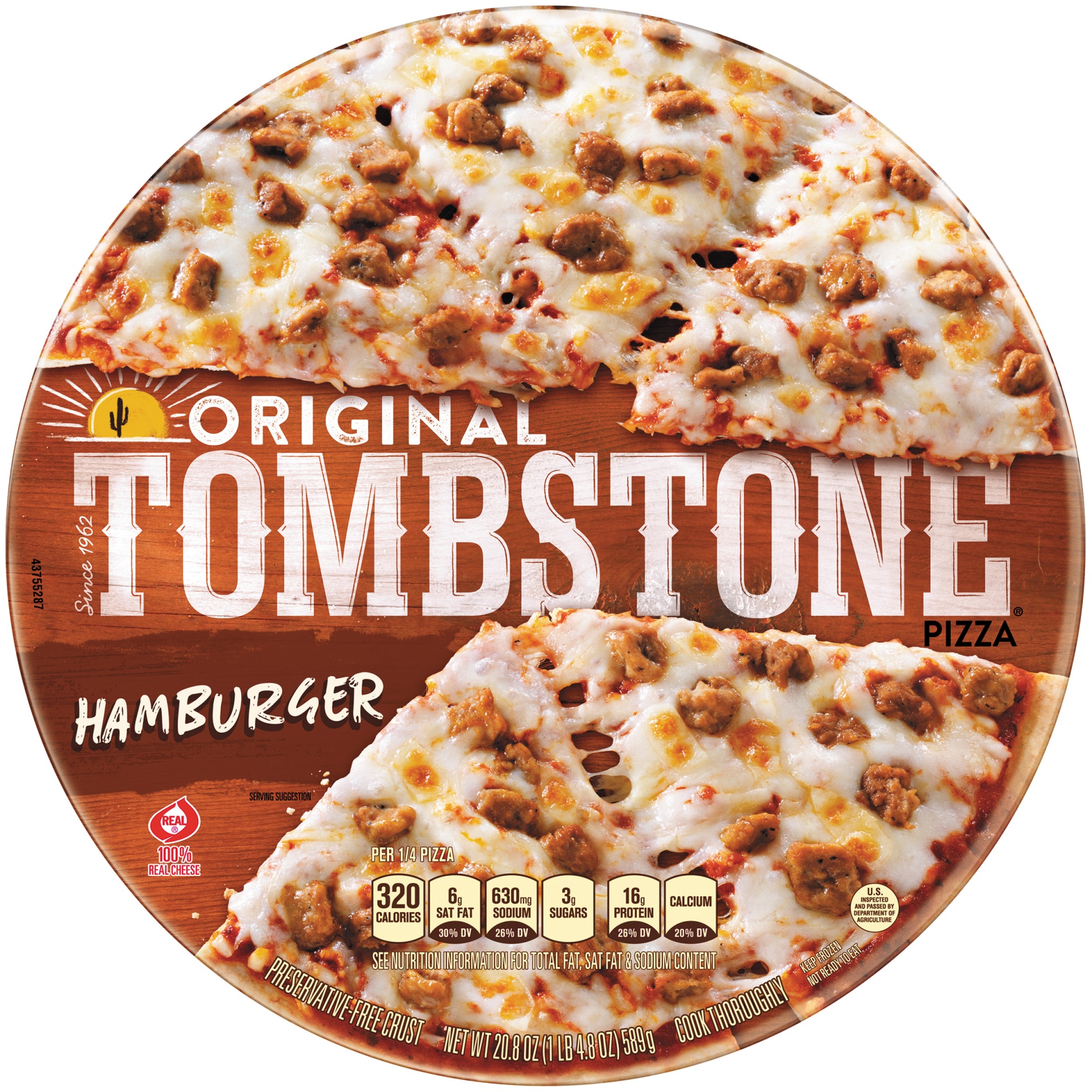 slide 1 of 7, Tombstone Original Hamburger Pizza, 20.8 oz