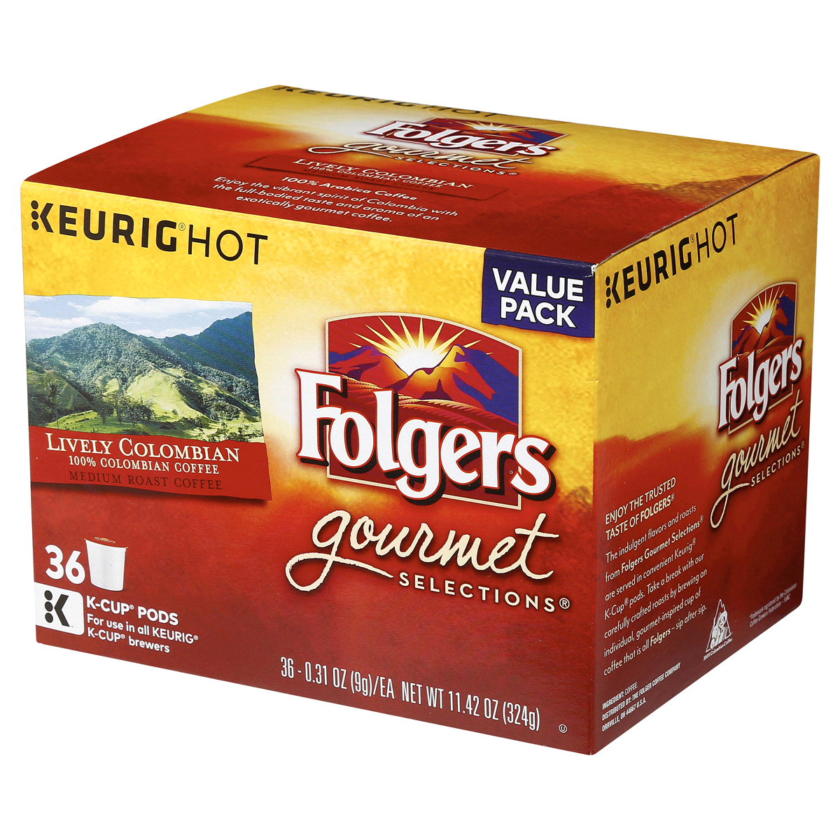 slide 2 of 7, Folgers Lively Colombian Keurig K-Cup Coffee Pods, 36 ct