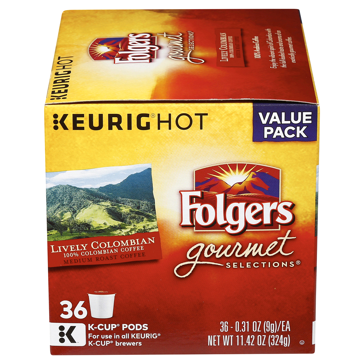 slide 3 of 7, Folgers Lively Colombian Keurig K-Cup Coffee Pods, 36 ct