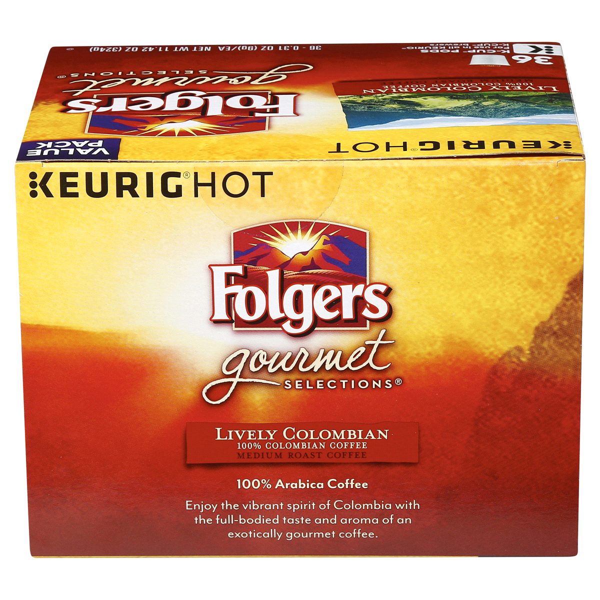 slide 4 of 7, Folgers Lively Colombian Keurig K-Cup Coffee Pods, 36 ct