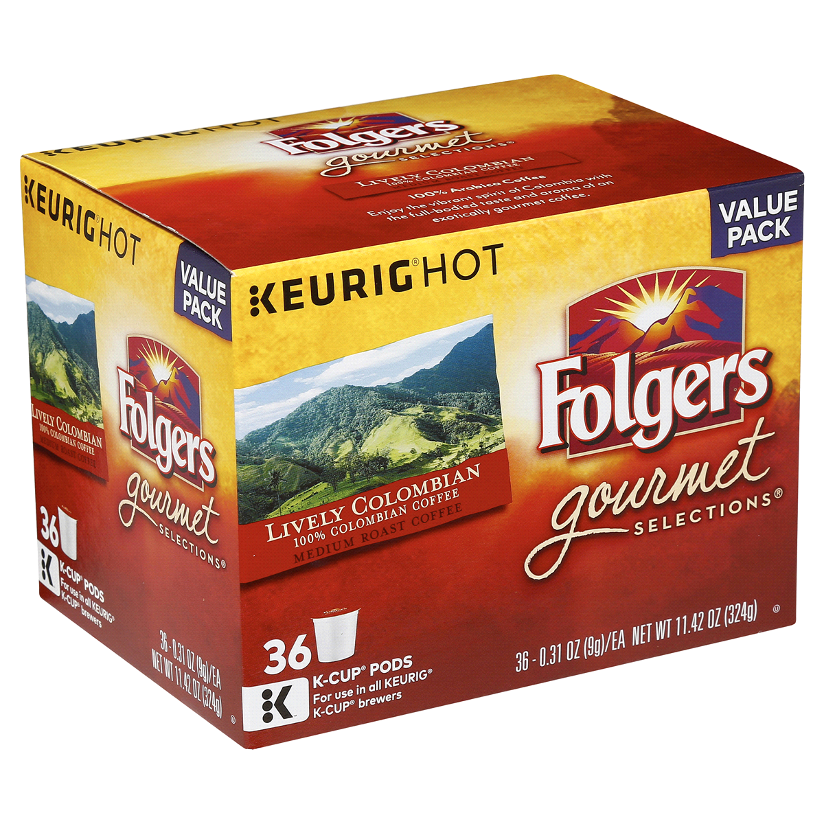 slide 5 of 7, Folgers Lively Colombian Keurig K-Cup Coffee Pods, 36 ct