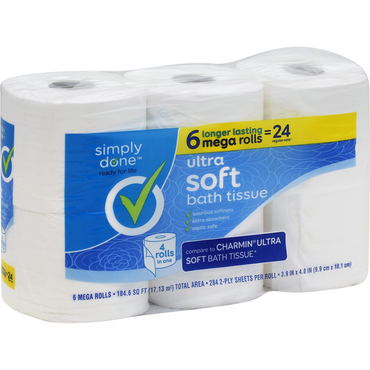 slide 2 of 8, Simply Done Ultra Soft Bath Tissue Mega Rolls, 6 ct