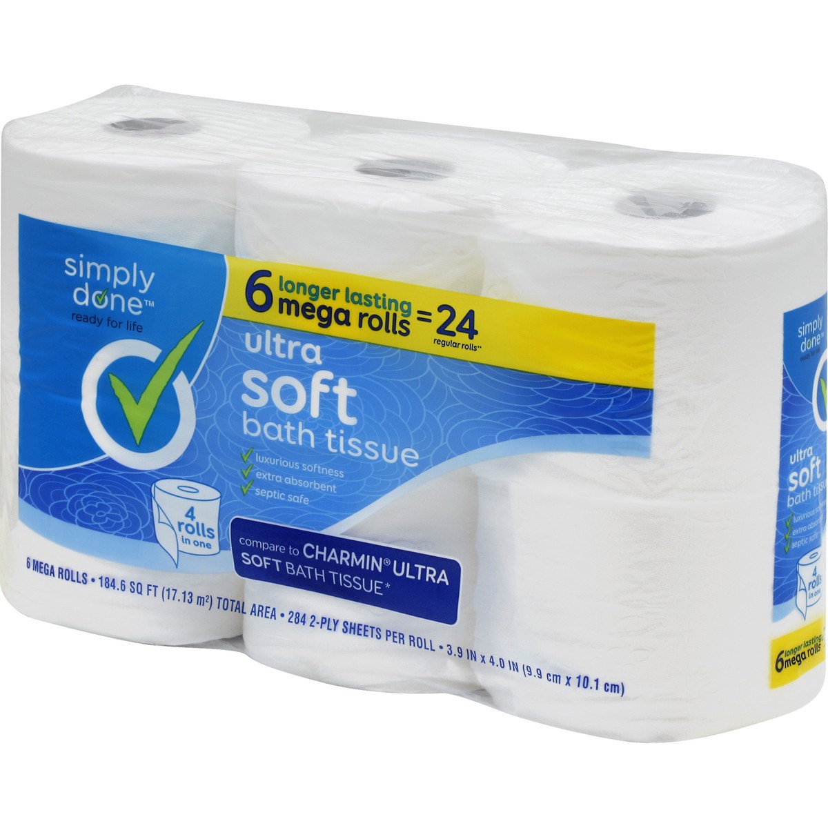 slide 3 of 8, Simply Done Ultra Soft Bath Tissue Mega Rolls, 6 ct