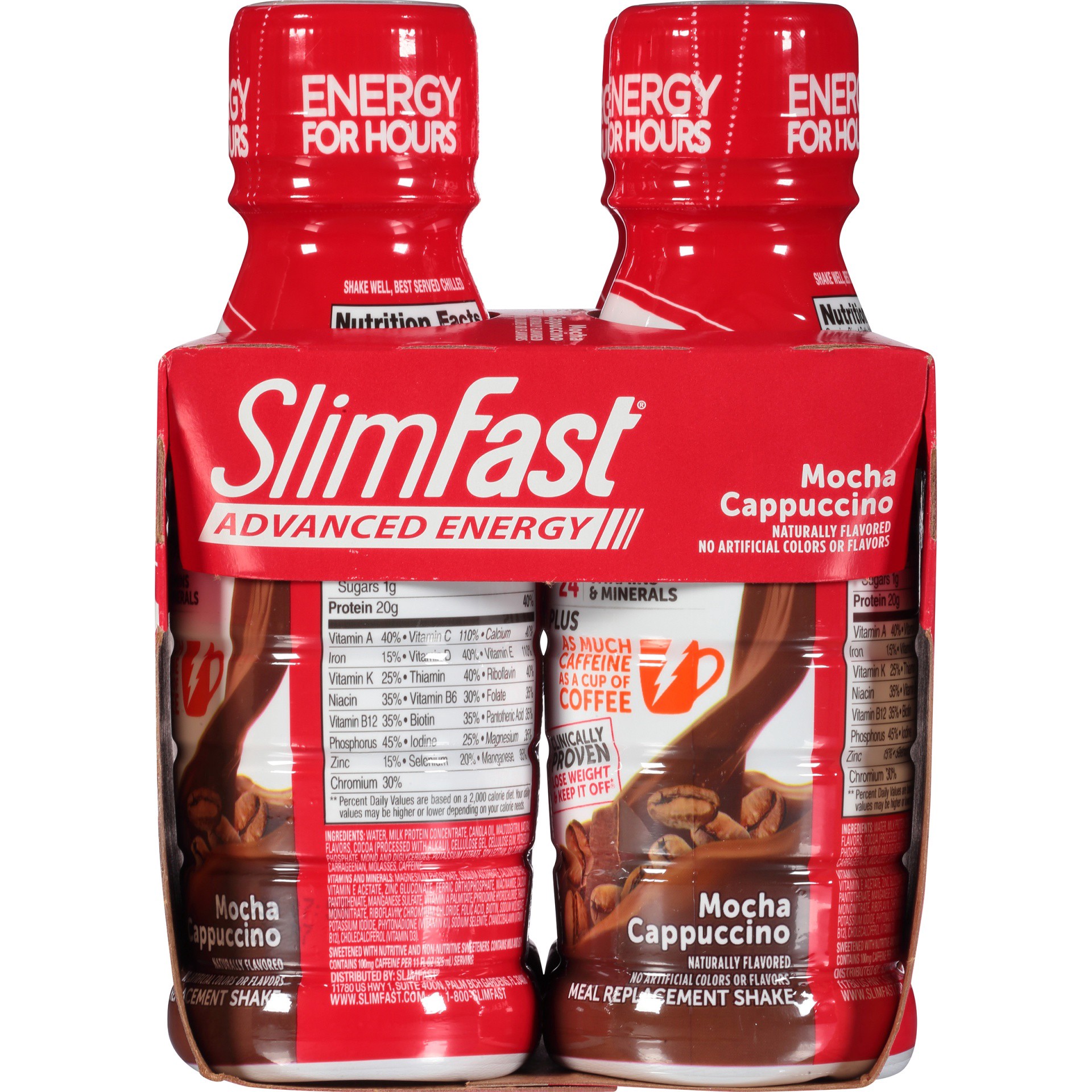 slide 6 of 6, SlimFast Advanced Energy Mocha Cappuccino Meal Replacement Shake, 4 ct; 11 fl oz