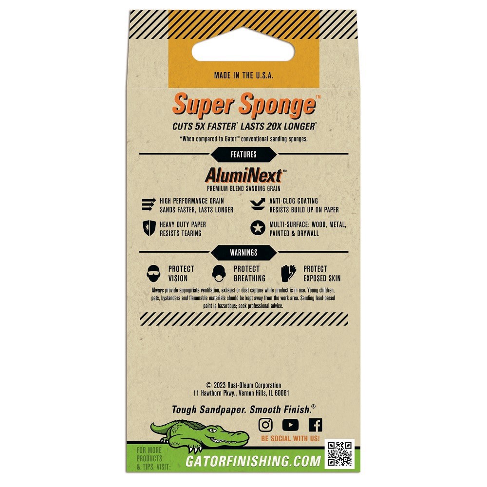 slide 3 of 6, Gator Super Sponge Extra fine 400-Grit Sanding sponge 3-in x 5-in, 1 ct
