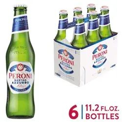Peroni Nastro Azzurro Lager Beer, Import Lager Beer, 6-pack, 11.2ML beer bottles, 5% ABV