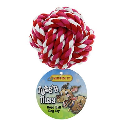 slide 1 of 1, Ruffin' It Toss 'n Floss Rope Ball Dog Toy, Colors May Vary, 1 ct