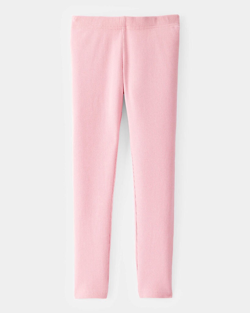 slide 2 of 3, Carter's Carters Kid Solid Cotton Ribbed Stretch Leggings - Pink Pink 10, 1 ct