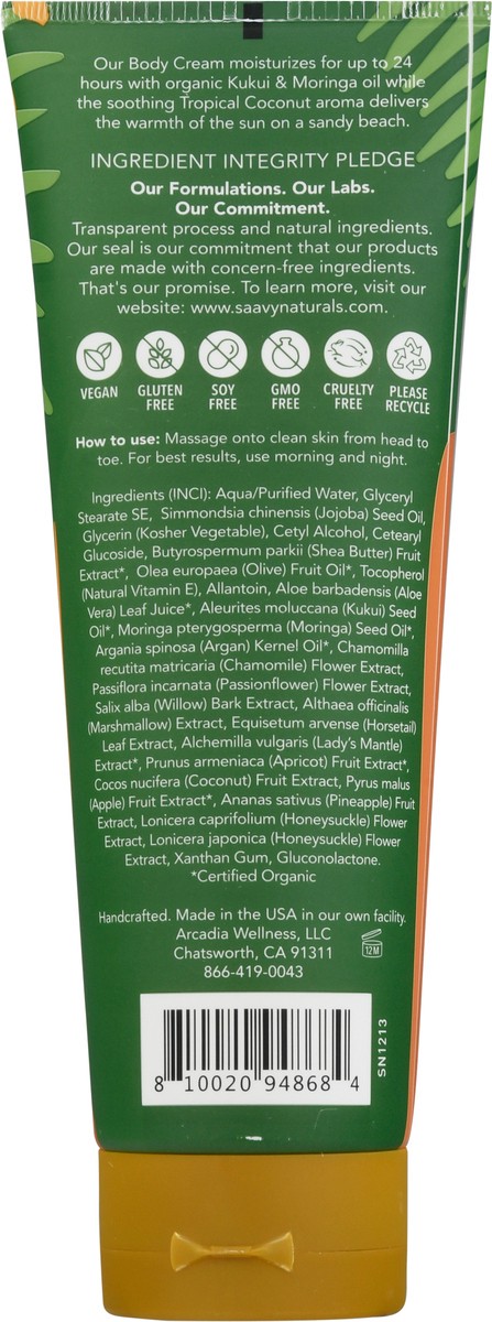 slide 5 of 13, Saavy Naturals Tropical Coconut Body Cream 8.5 fl oz, 1 ct