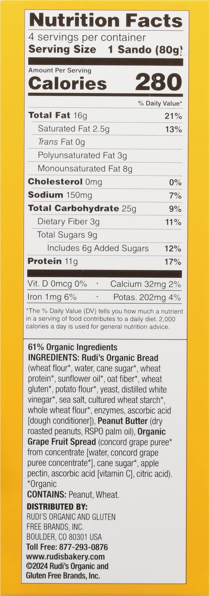 slide 2 of 17, Rudis Peanut Butter Grape Sandos, 2.8 oz