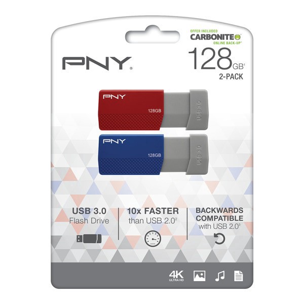 slide 3 of 7, PNY Usb 3.0 Flash Drives, 128Gb, Assorted Colors, Pack Of 3 Drives, 3 ct