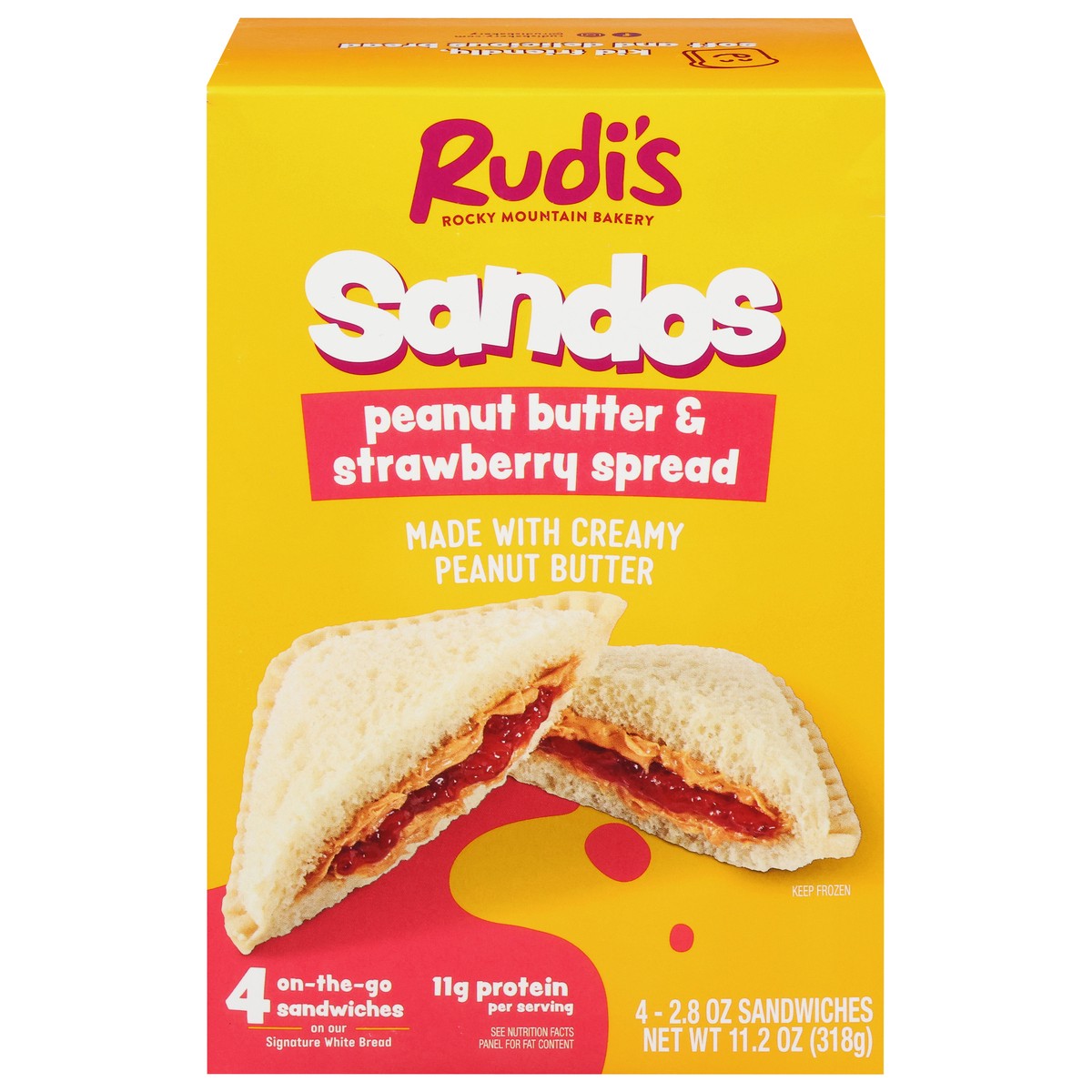 slide 2 of 16, Rudis Peanut Butter Strawberry Sandos, 2.8 oz