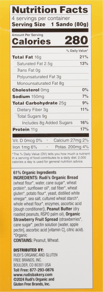 slide 4 of 16, Rudis Peanut Butter Strawberry Sandos, 2.8 oz