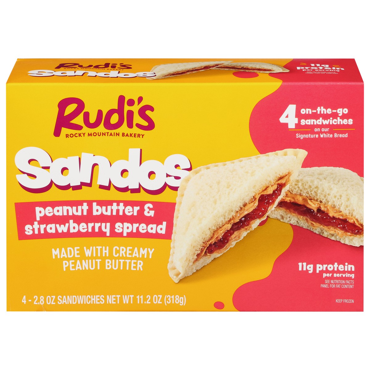 slide 3 of 16, Rudis Peanut Butter Strawberry Sandos, 2.8 oz
