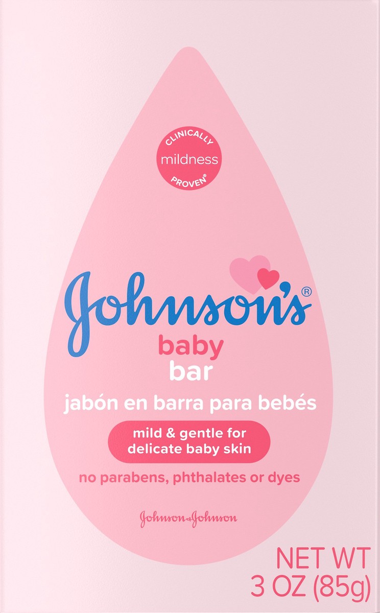 slide 4 of 4, Johnson's Body Soap Bar, Gentle for Baby Bath and Skin Care, Hypoallergenic and Dermatologist Tested, Paraben Free, Phthalate-Free, Dye-Free, 3 oz