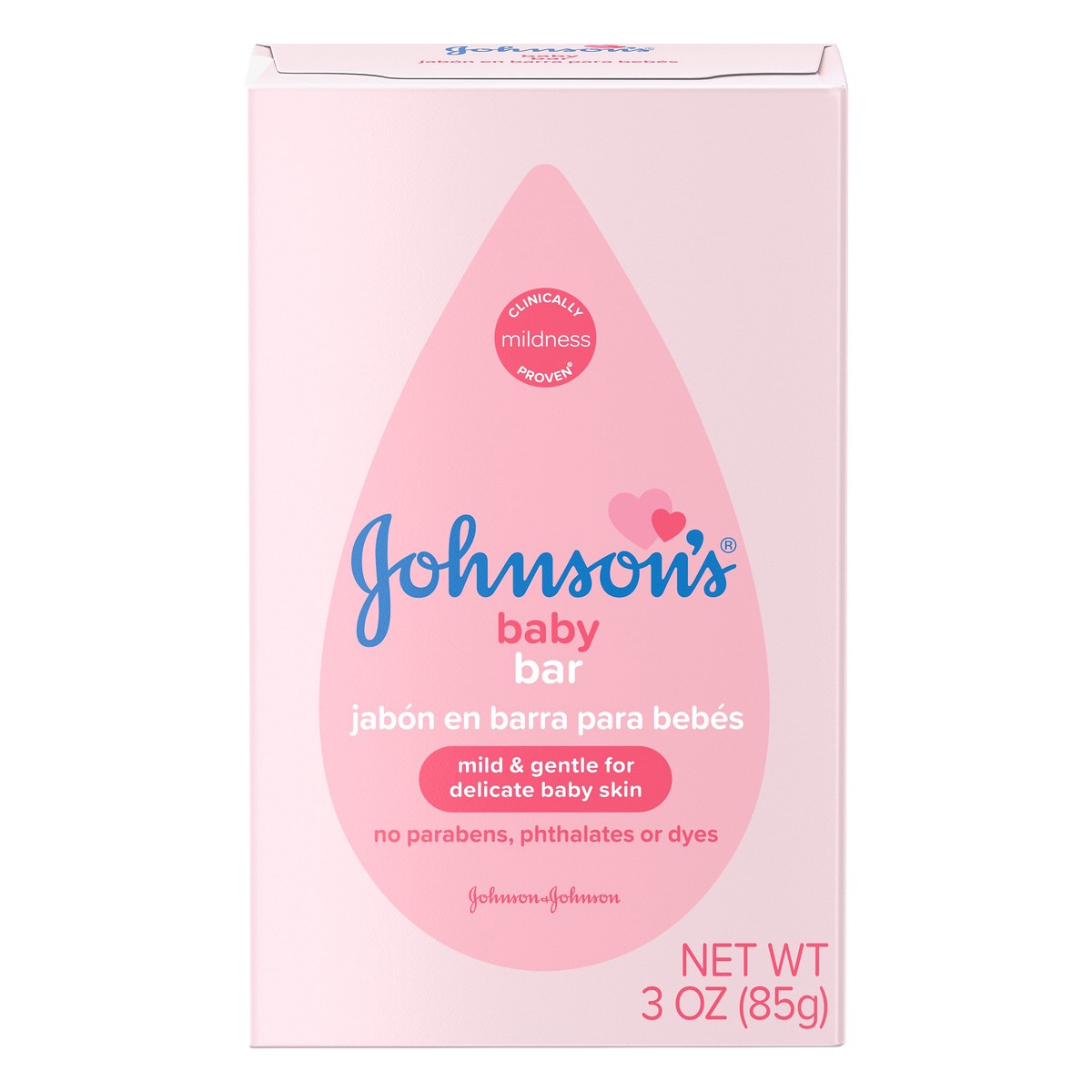 slide 1 of 4, Johnson's Body Soap Bar, Gentle for Baby Bath and Skin Care, Hypoallergenic and Dermatologist Tested, Paraben Free, Phthalate-Free, Dye-Free, 3 oz