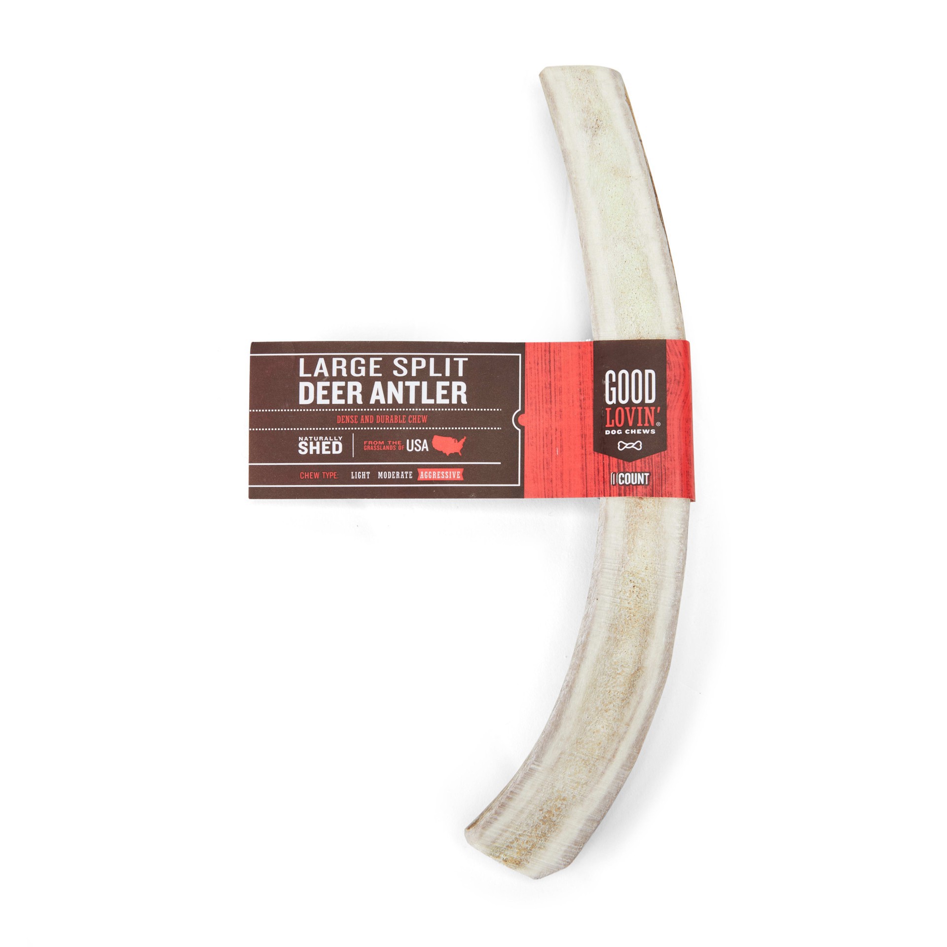 slide 1 of 1, Good Lovin' Naturally Shed Split Deer Antler Large Dog Chew, 1 ct