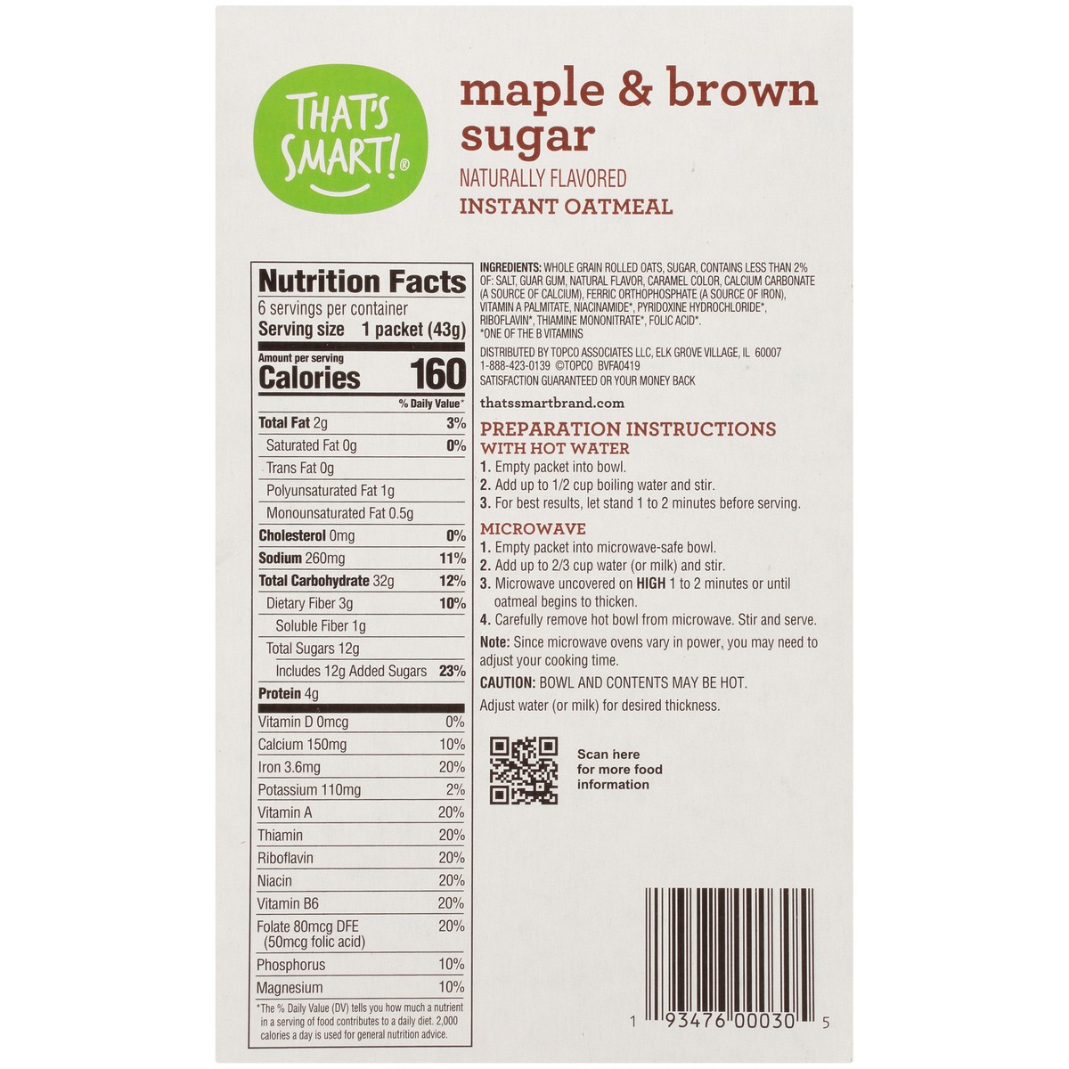 slide 7 of 9, That's Smart! Maple & Brown Sugar Flavored Instant Oatmeal, 9.1 oz
