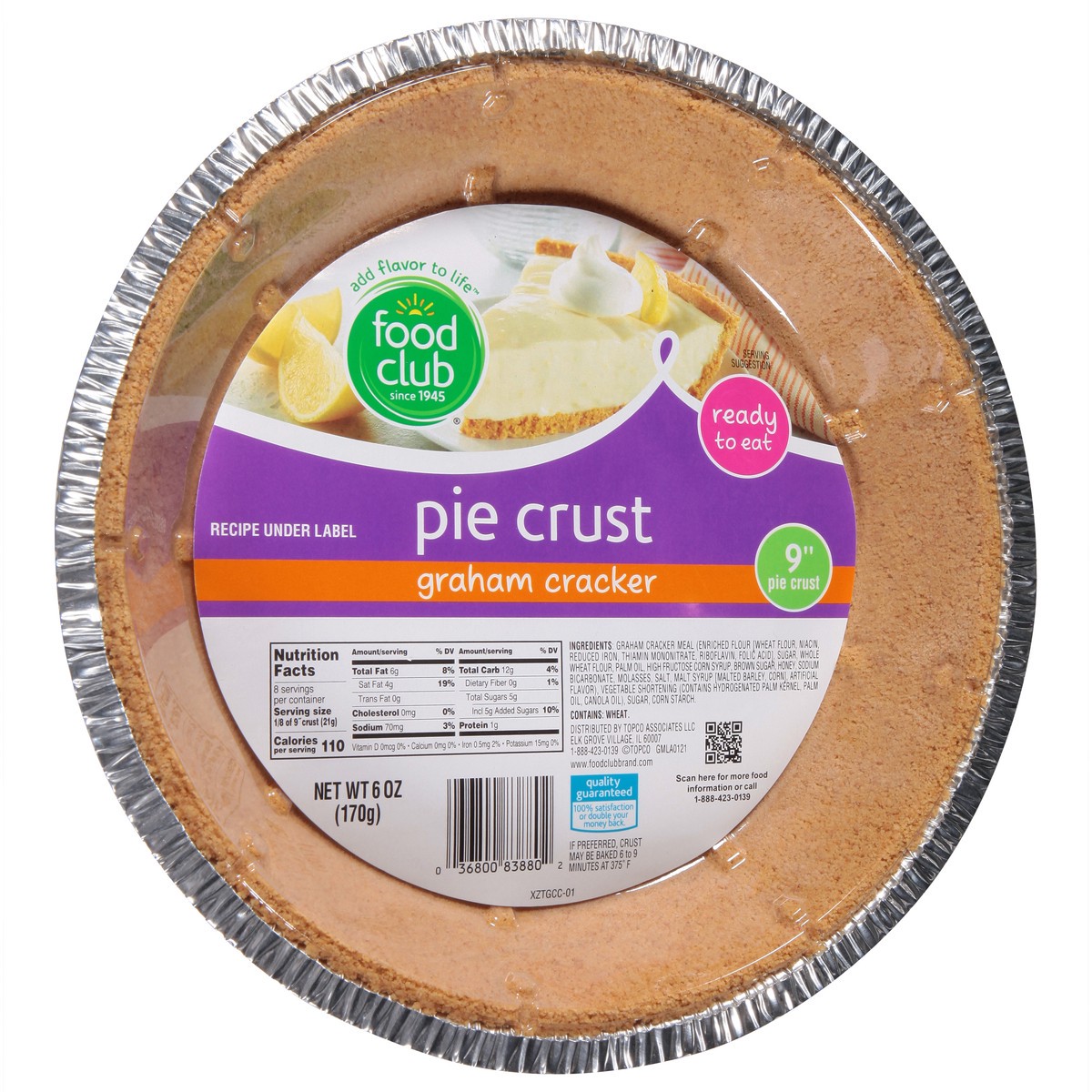 slide 11 of 13, Food Club 9 Inch Graham Cracker Pie Crust 6 oz, 6 oz