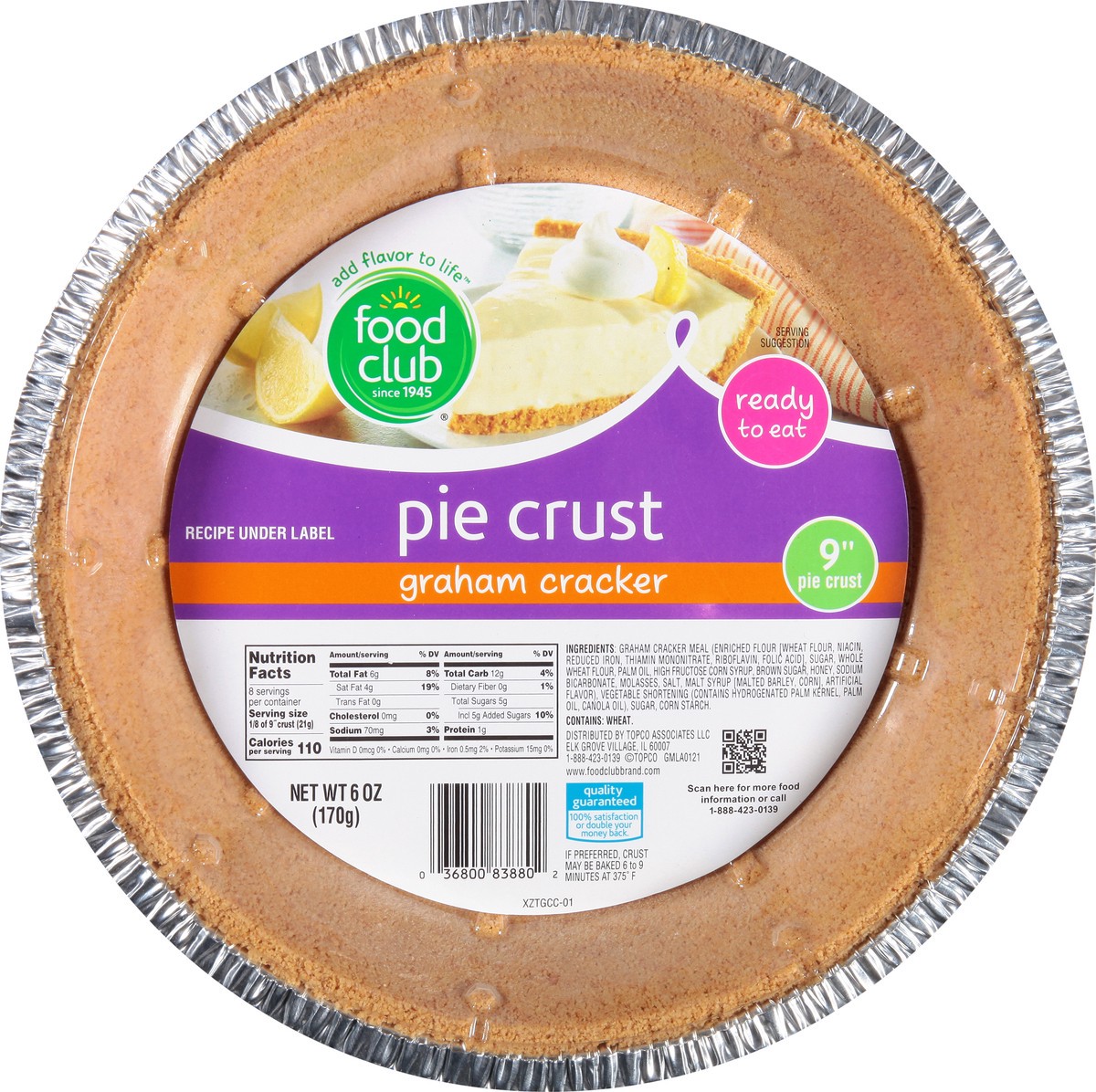 slide 1 of 13, Food Club 9 Inch Graham Cracker Pie Crust 6 oz, 6 oz