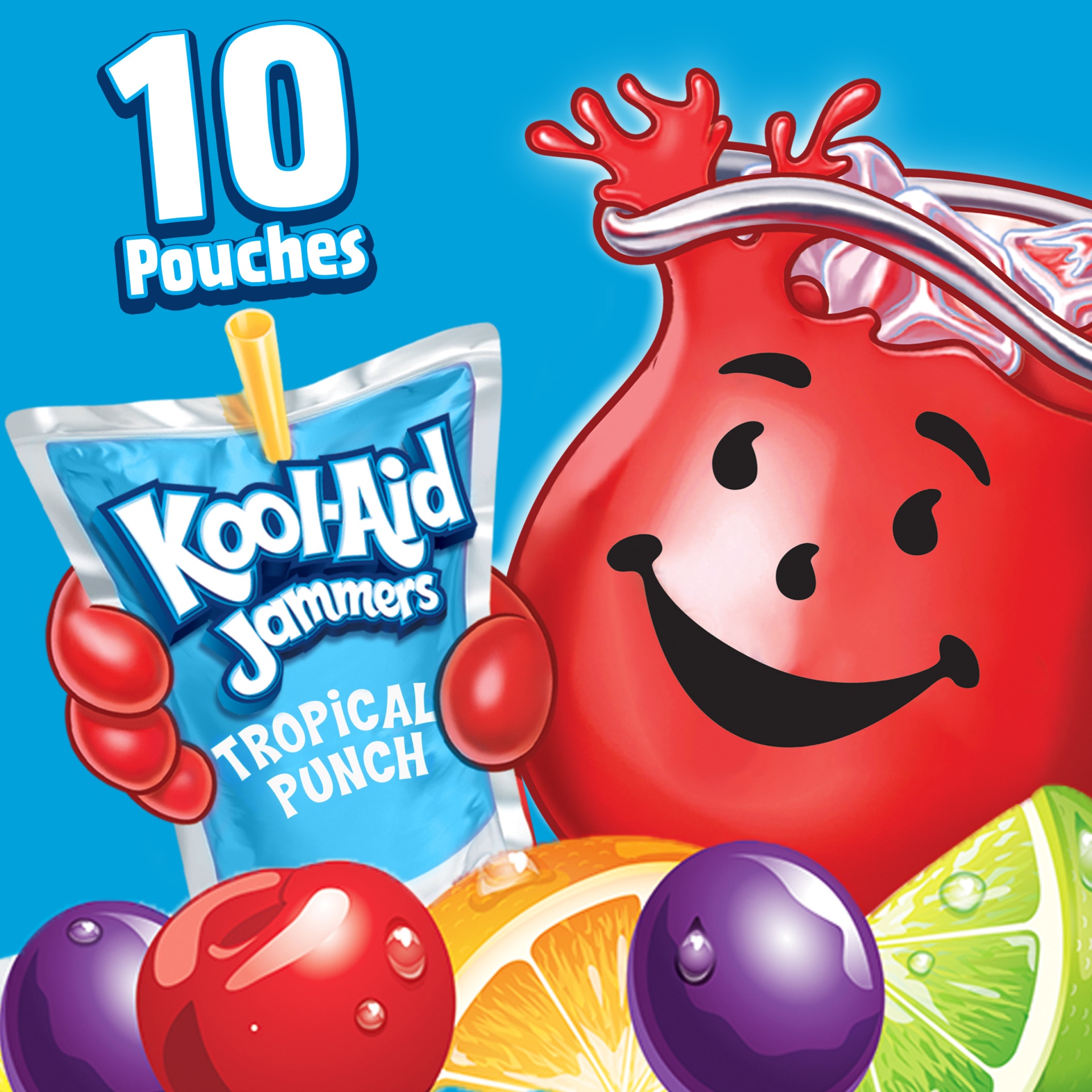 slide 3 of 7, Kool-Aid Jammers Tropical Punch Artificially Flavored Drink Pouches, 10 ct; 6 fl oz