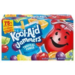 Kool-Aid Jammers Tropical Punch Flavored Drink, 10 ct Box, 6 fl oz Pouches