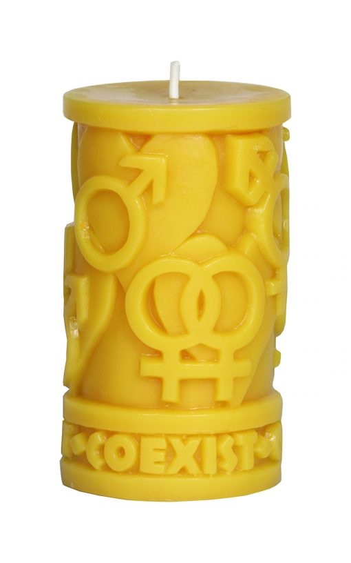 slide 1 of 1, Sunbeam Beeswax Coexist Love Candle, 4.75 in