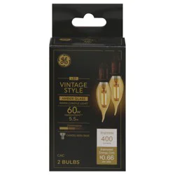 GE LED Vintage Style Candelabra Base Bulbs 2 ea