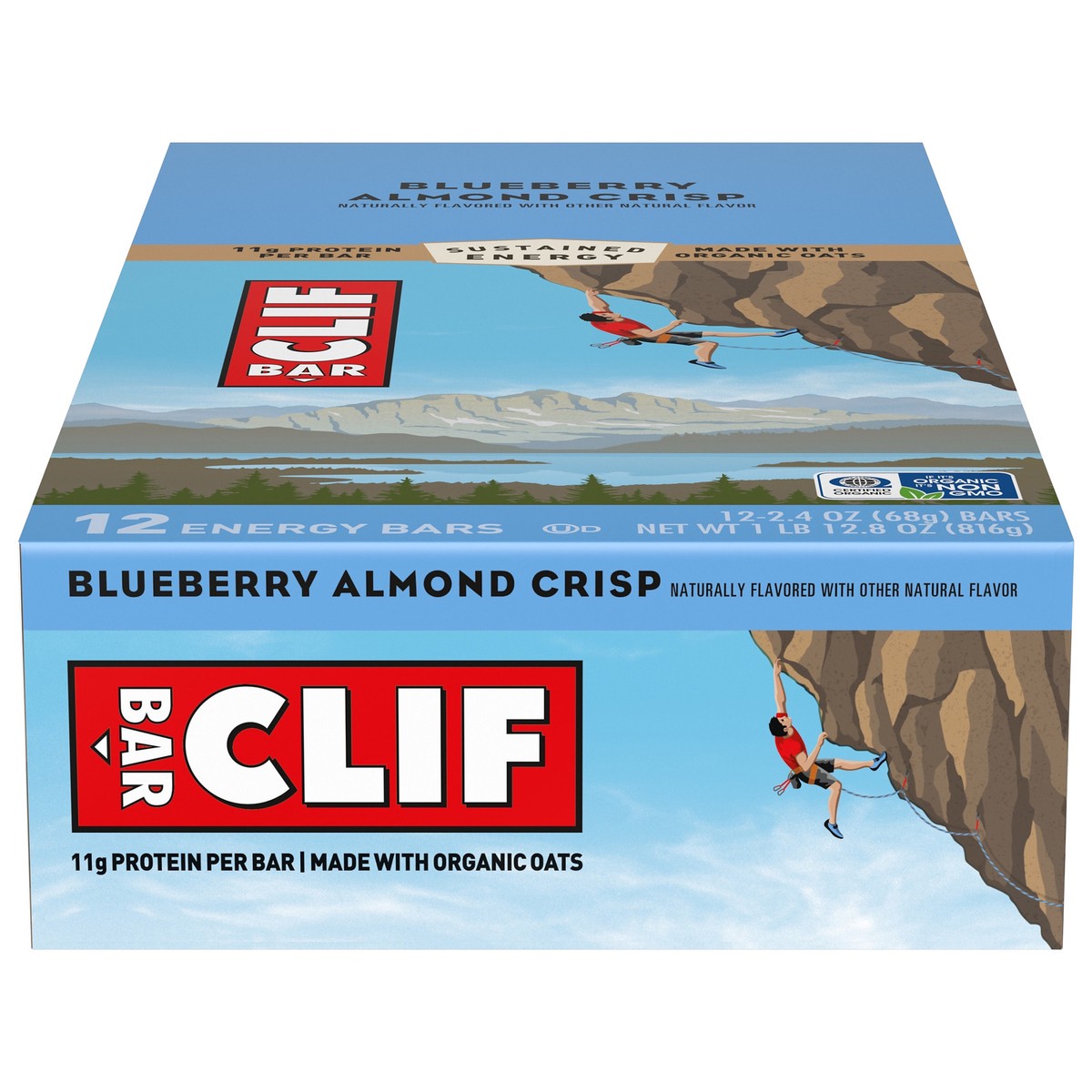 slide 1 of 9, CLIF BAR - Blueberry Almond Crisp - Made with Organic Oats - Energy Bars - Non-GMO - Plant Based Protein Bars (12 Pack), 28.8 oz
