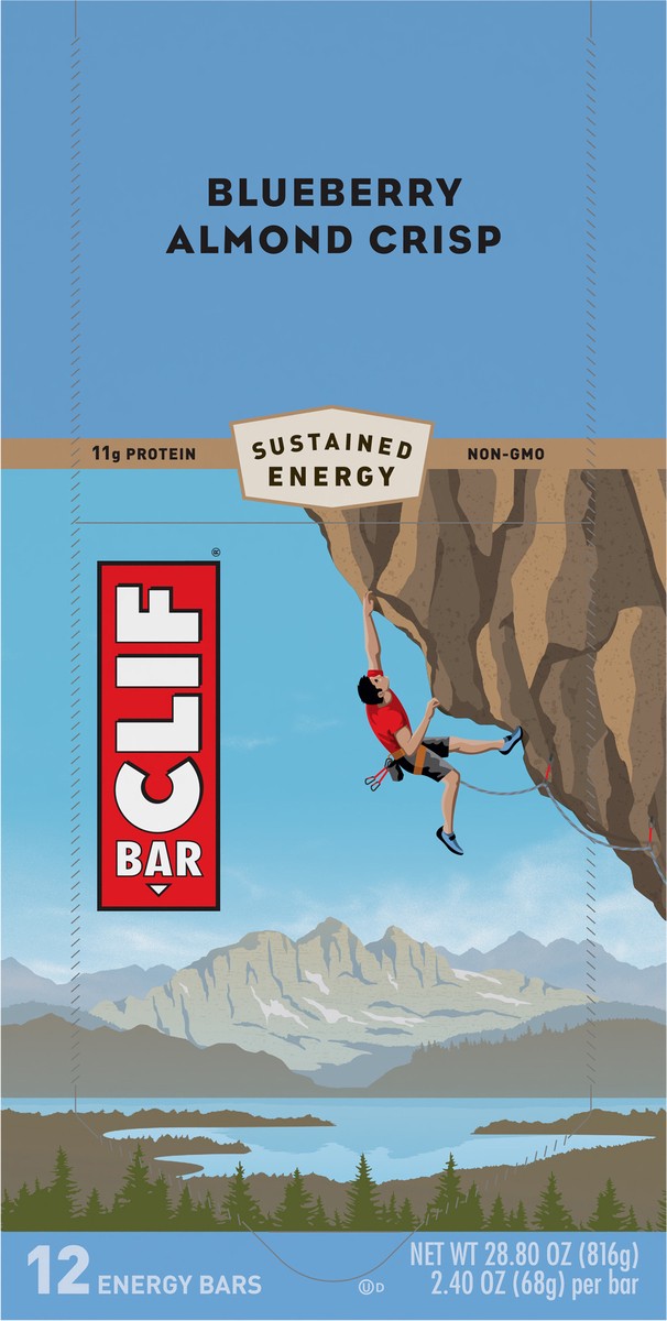slide 9 of 9, CLIF BAR - Blueberry Almond Crisp - Made with Organic Oats - 11g Protein - Non-GMO - Plant Based - Energy Bars - 2.4 oz. (12 Count), 28.8 oz