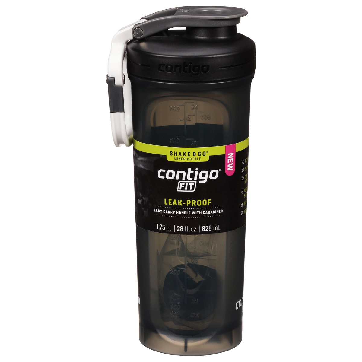 slide 1 of 9, Contigo Shake & Go Fit Snap-Lid Sake Mixer Bottle with Carabiner, 1 ct