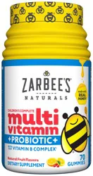 Zarbee's Naturals Children's Complete Multivitamin + Probiotic Gummies, Natural Fruit, 70 Ct