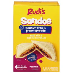Rudi's Sandos Peanut-Free & Grape Spreads Sandwiches - 4 x 2.8 oz