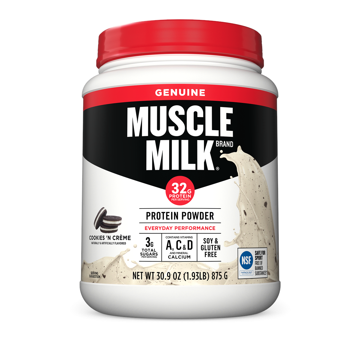 slide 1 of 2, Muscle Milk Lean Muscle Protein Powder, Cookies 'n Creme, 1.93 lb