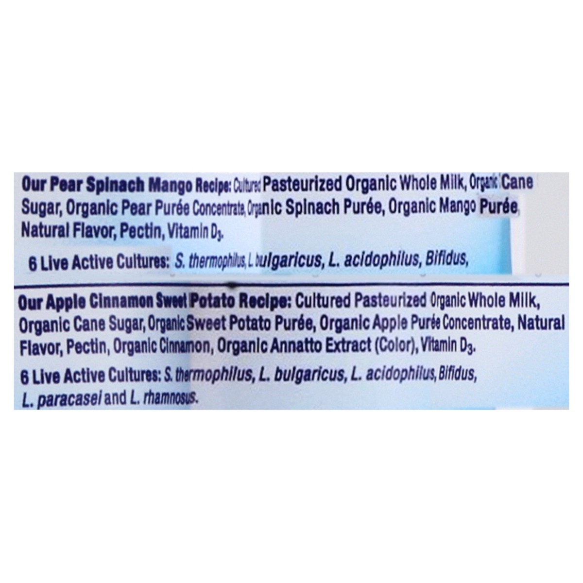 slide 4 of 10, Stonyfield Organic Kids Pear Spinach Mango & Apple Cinnamon Sweet Potato Whole Milk Yogurt Variety Pack 6-4 Oz. Cups, 1.5 lb