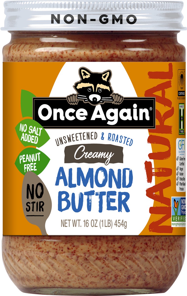 slide 1 of 6, Once Again Unsweetened & Roasted Creamy Almond Butter 16 oz, 16 oz