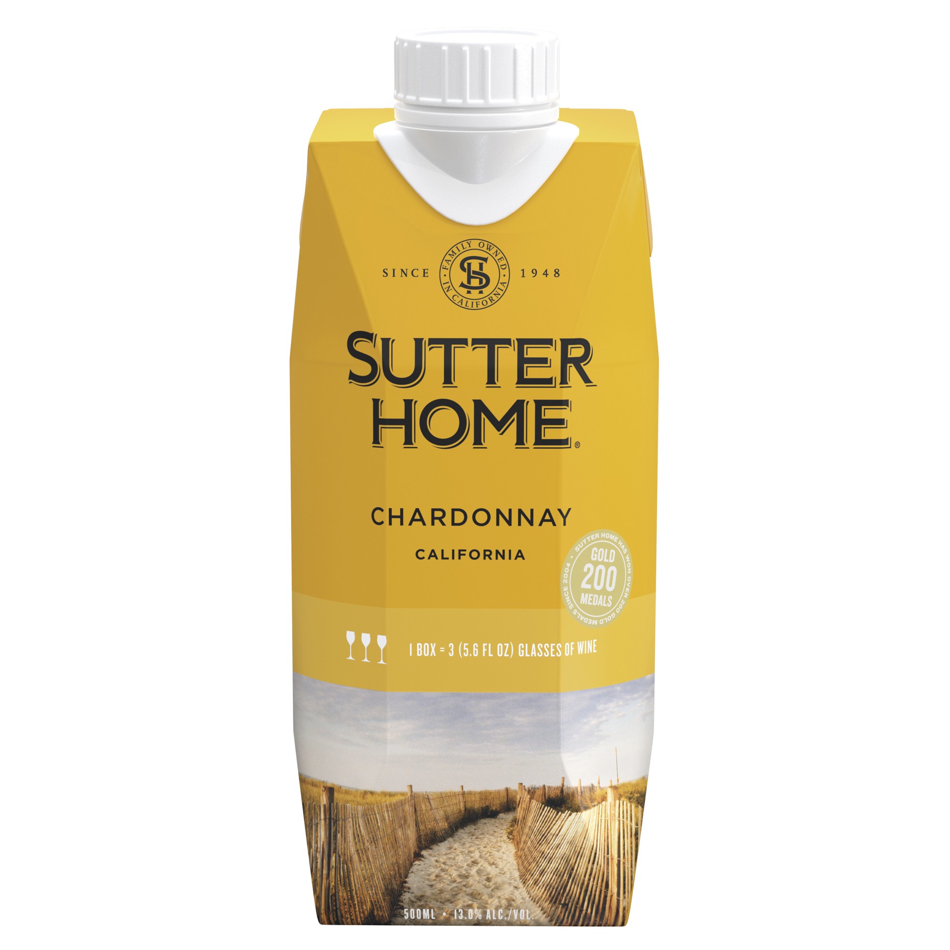 slide 1 of 1, Sutter Home Chardonnay White Wine, 500mL Tetra Pak, 500 ml