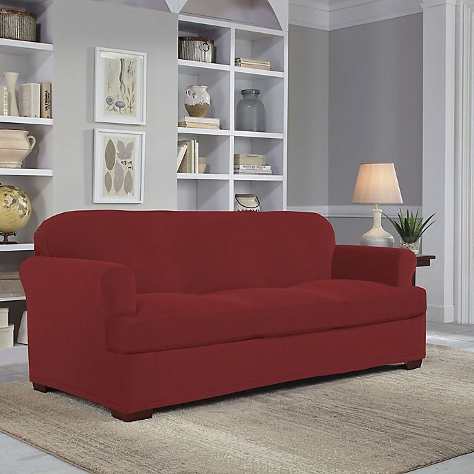 slide 1 of 1, Perfect Fit Easy Fit T-Sofa Slipcover - Claret, 2 ct