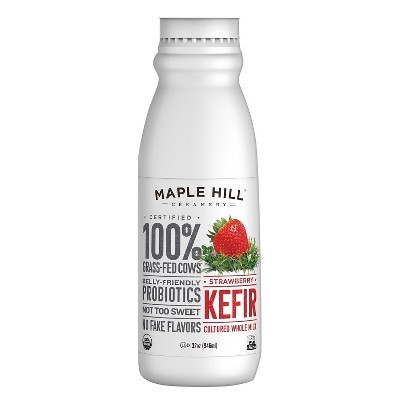 slide 1 of 9, Maple Hill Creamery Organic Kefir Strawberry Yogurt Drink, 32 oz