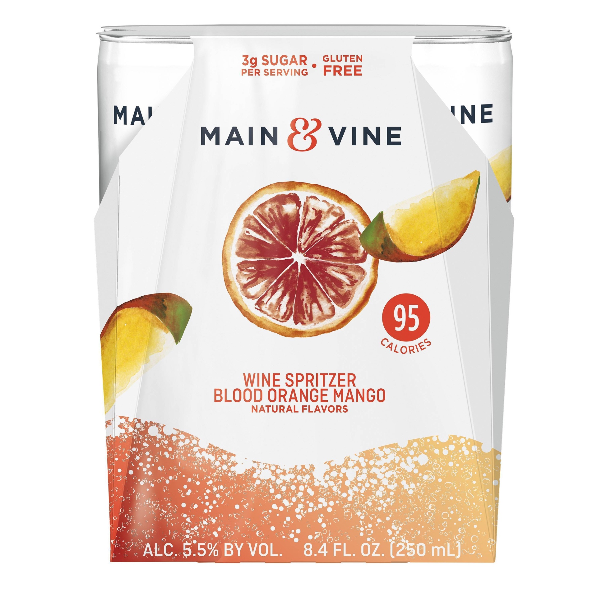 slide 1 of 1, Beringer Main & Vine Blood Orange & Mango Wine Spritzer - 4pk/8.4 fl oz Cans, 250 ml