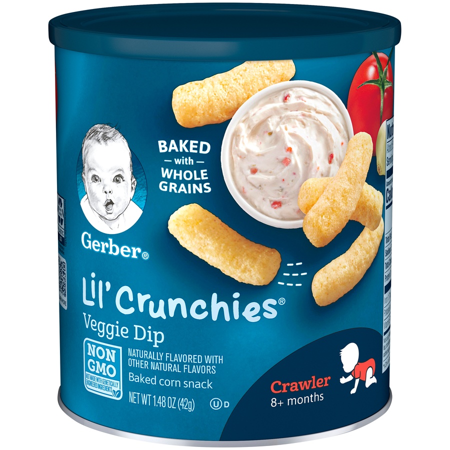 Gerber Graduates Lil' Crunchies Baked Whole Grain Corn Snack Veggie Dip ...