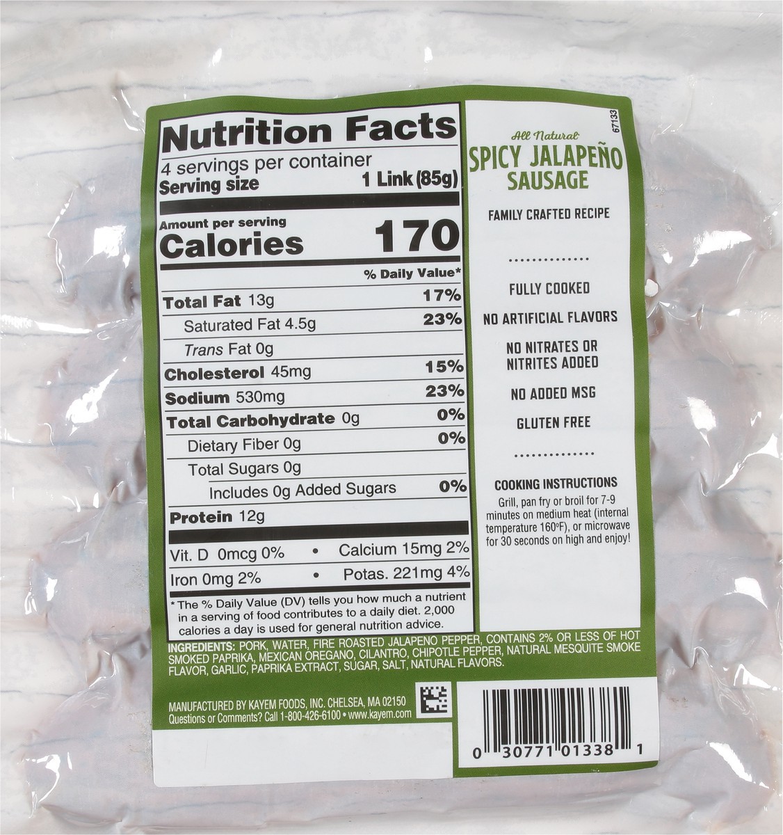 slide 7 of 13, Kayem Family Crafted Sausage Spicy Jalapeno, 12 oz