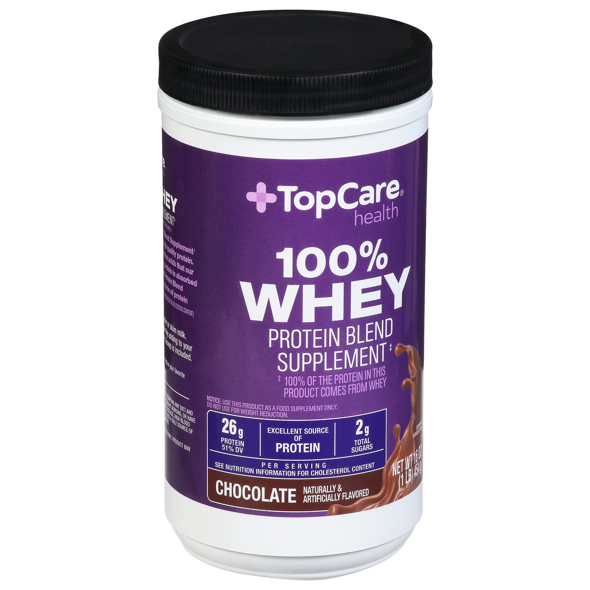 slide 5 of 9, TopCare Health 100% Whey Chocolate Protein Blend Supplement 16 oz, 16 oz
