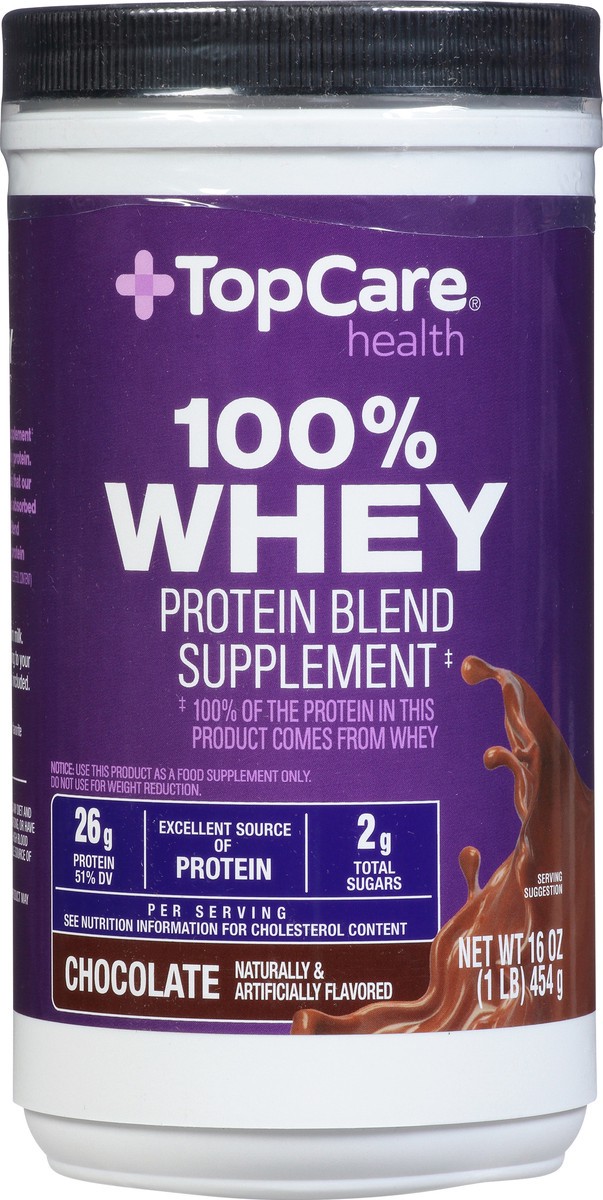 slide 3 of 9, TopCare Health 100% Whey Chocolate Protein Blend Supplement 16 oz, 16 oz