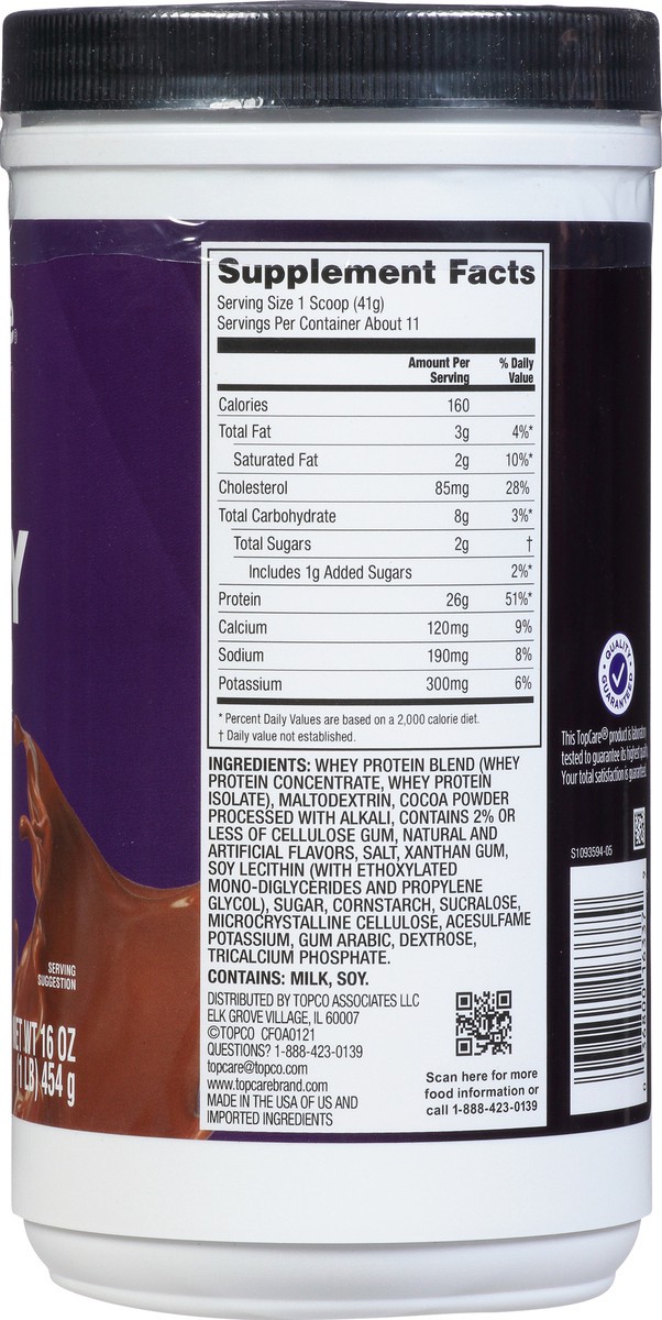 slide 9 of 9, TopCare Health 100% Whey Chocolate Protein Blend Supplement 16 oz, 16 oz