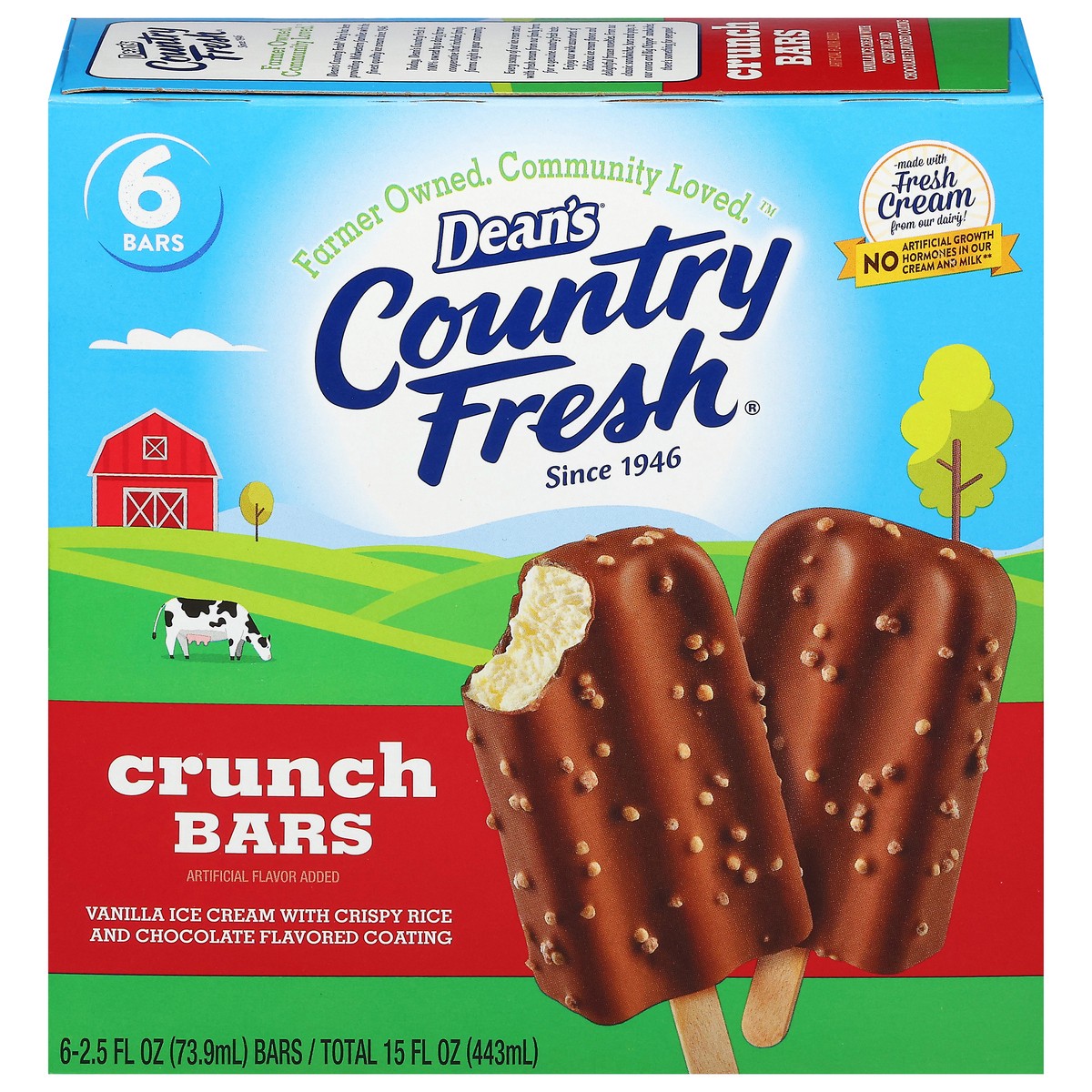 slide 1 of 4, Deans Cf Ice Crm Crunch Bar, 6 ct