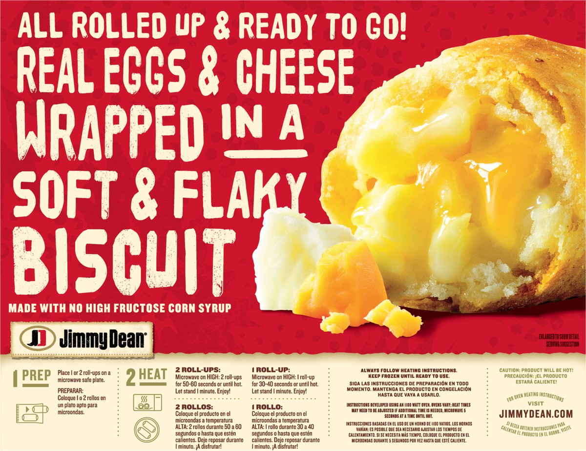 slide 4 of 11, Jimmy Dean Biscuit Roll-Ups, Eggs &Cheese, Frozen Breakfast, 8 Count, 8 ct