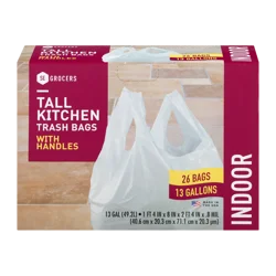 SE Grocers Tall Kitchen Trash Bags With Handles Indoor