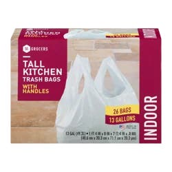 SE Grocers Tall Kitchen Trash Bags With Handles Indoor